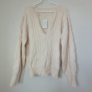 Recycled Fabric Off White Knit Sweater